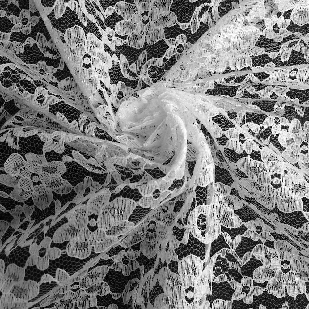 Raschel Lace Polyester Fabric - French Floral Lace, Aqua, 60" Width