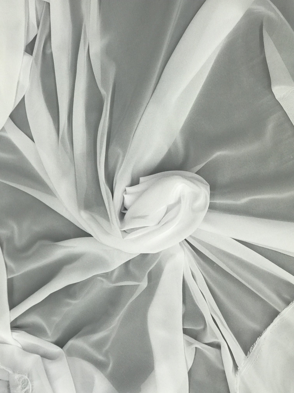 White Chiffon Polyester Fabric - White Sheer, 59"-60" Width (1 Yard)
