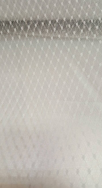 White Tulle Polka Dots Stretch Fabric