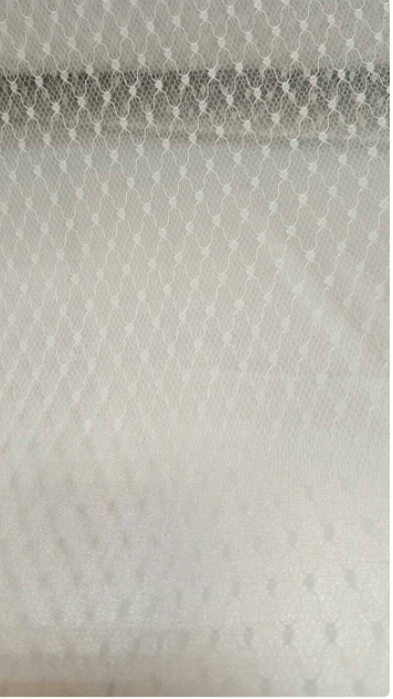 White Tulle Polka Dots Stretch Fabric