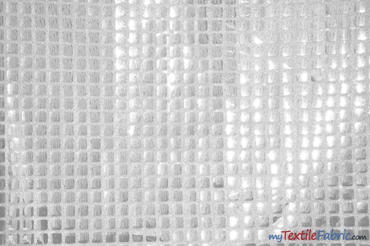 Quad Sequins Polyester Fabric - Square Sequins, Multiple Colors, 45" Wide (1 Yard)