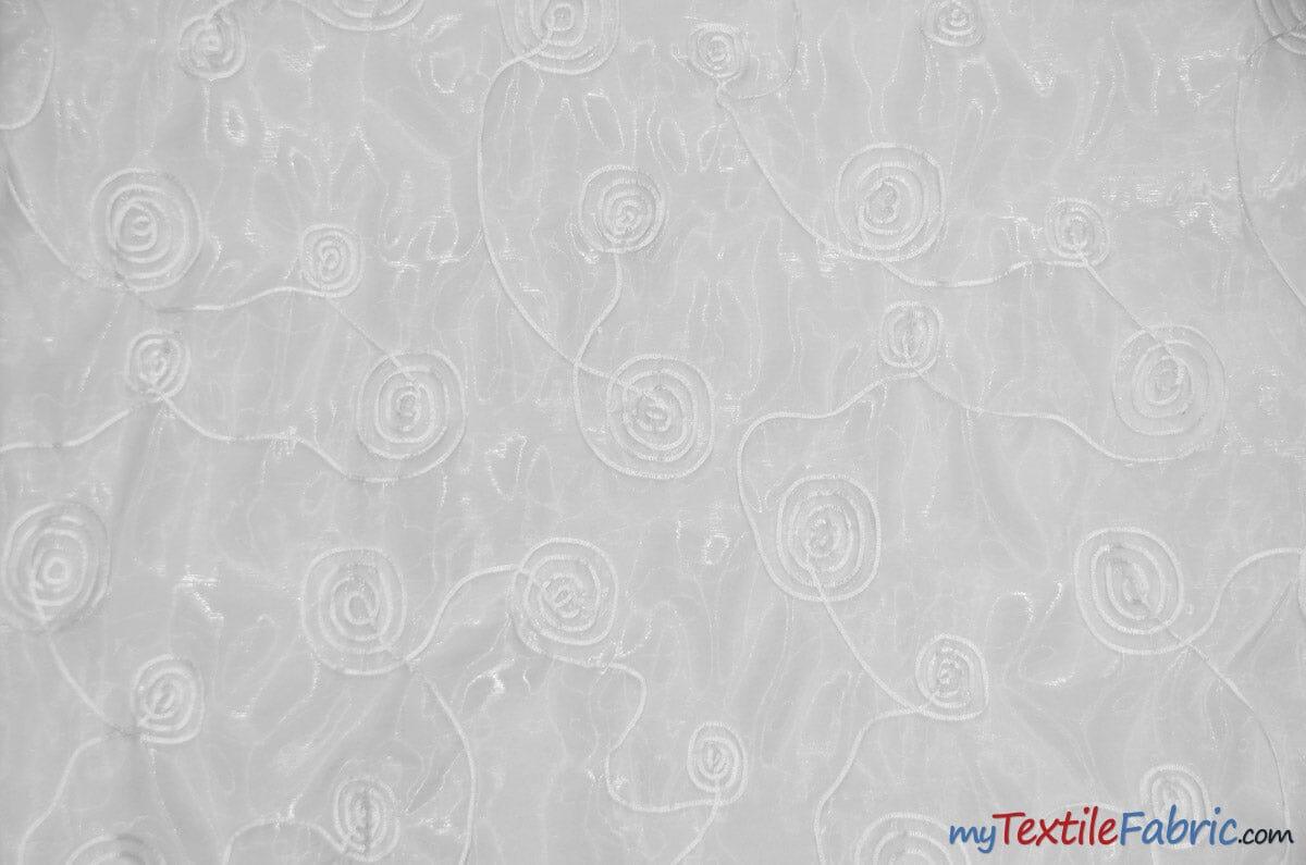 Donatello Organza Embroidery Fabric - Embroidered Floral Sheer, 54" Width, Multiple Colors (1 Yard)