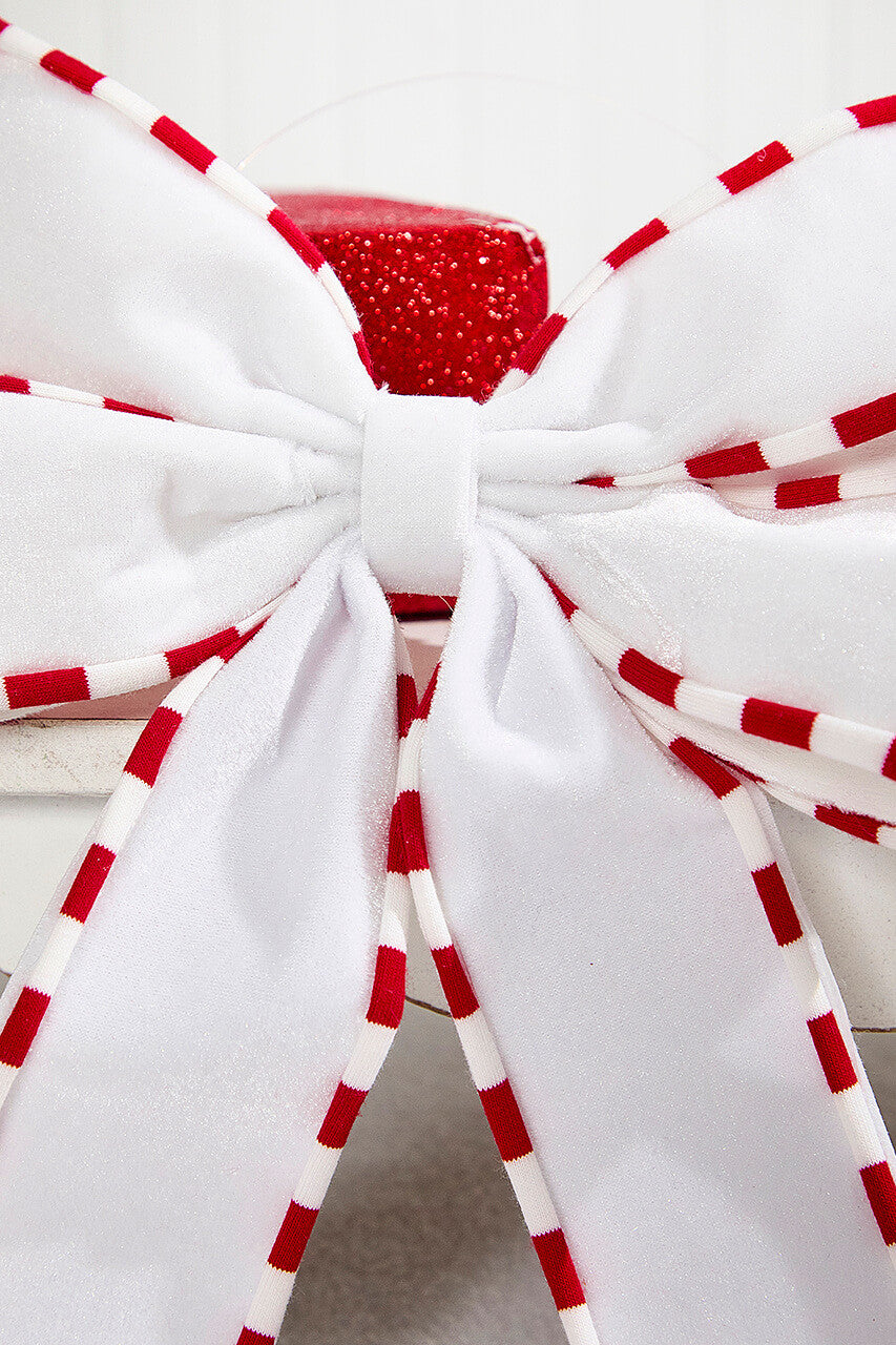 13.5 Inch x 9 Inch White Bow Ornament