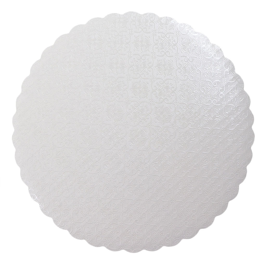 Ocreme White Scalloped Round Cake Board, 10", Pack Of 10