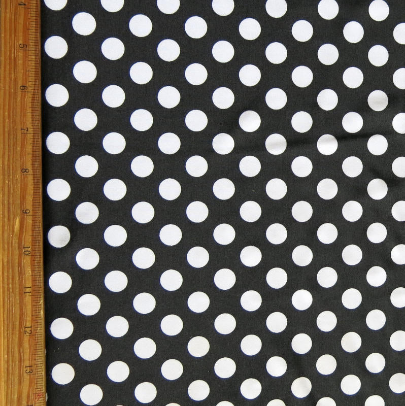 Swim Knit White Dime Polka Dots on Black