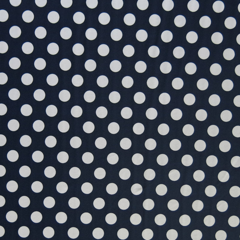 Swim Knit Nylon Spandex White Dime Polka Dots Navy