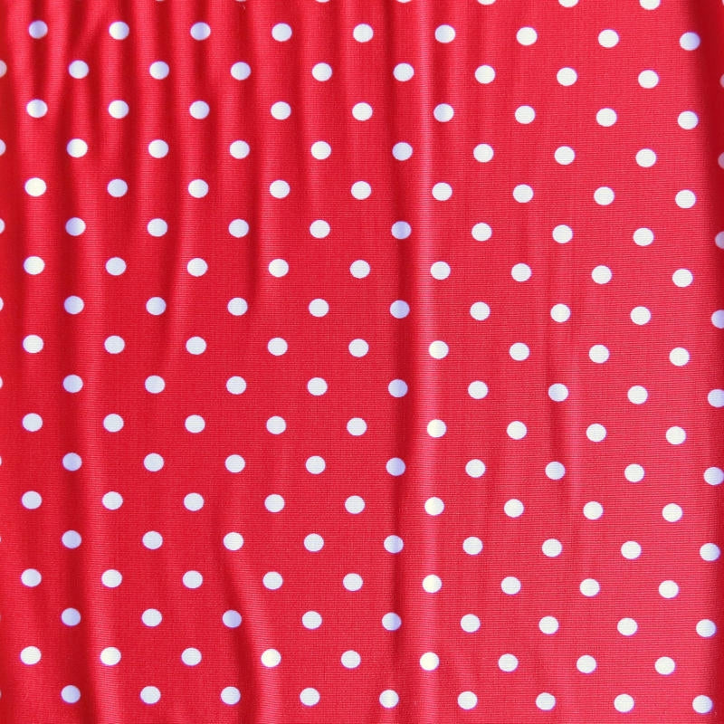 Swim Knit Pink Eraser Polka Dots on Red