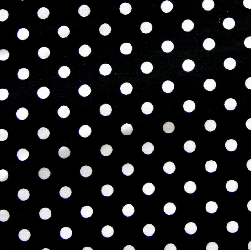 Swim Knit Nylon Lycra White Eraser Polka Dots Black