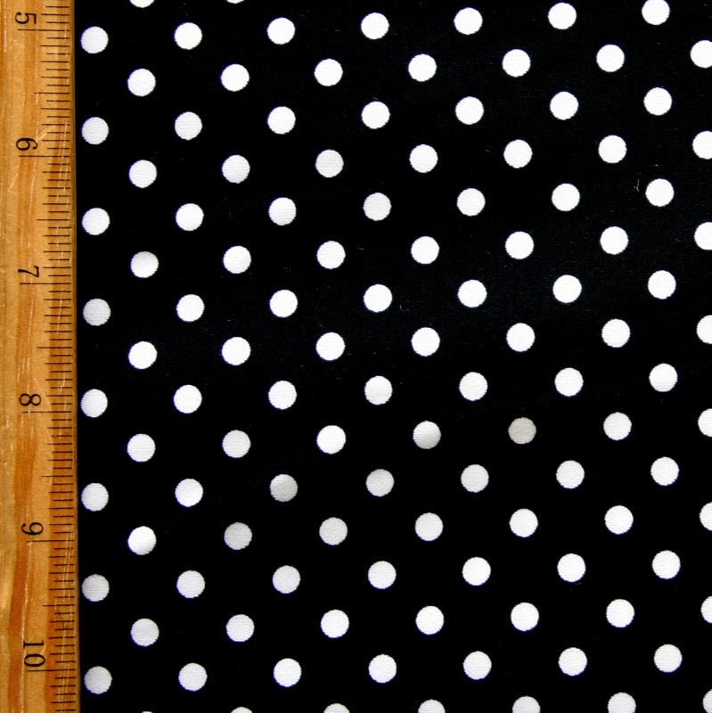 Swim Knit Nylon Lycra White Eraser Polka Dots Black