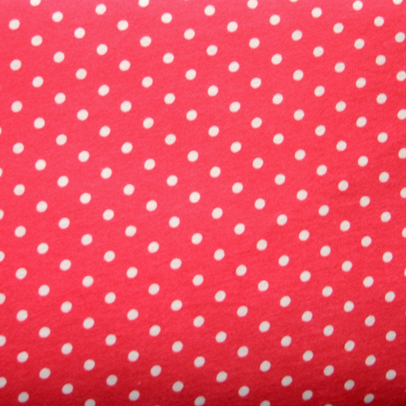 Cotton Knit White Eraser Polka Dots Coral Pink