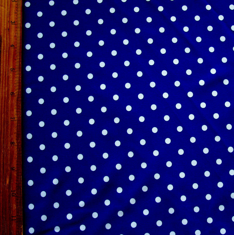 Swim Knit Nylon Spandex White Eraser Polka Dots Dark Royal