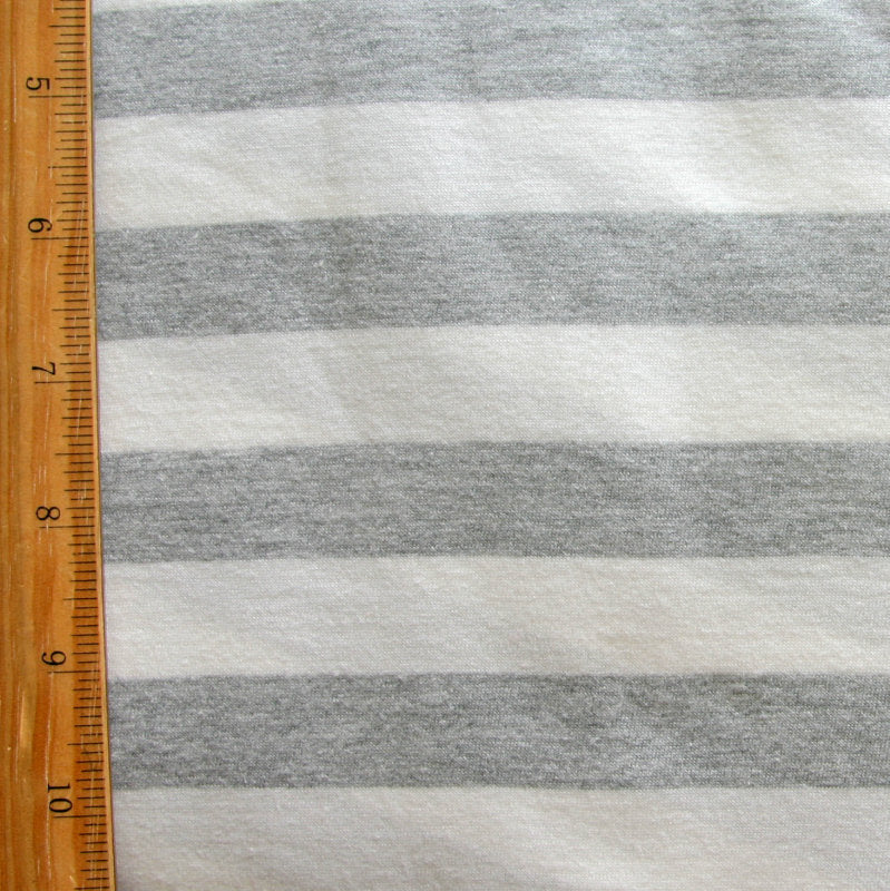 Cotton Knit 1" Stripe Grey and Off White Seconds