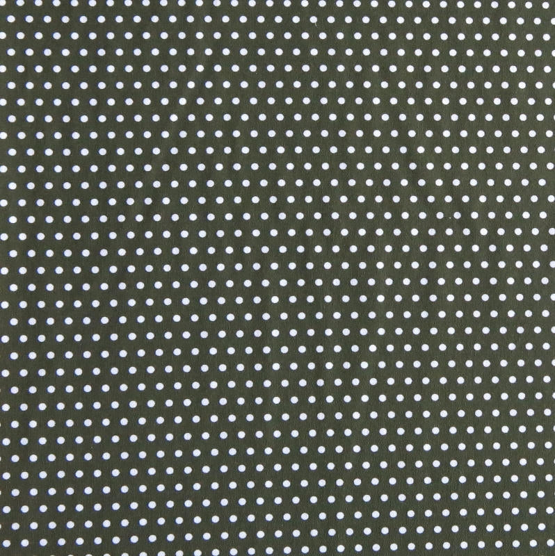 Swim Knit White Pindots on Olive Nylon Spandex