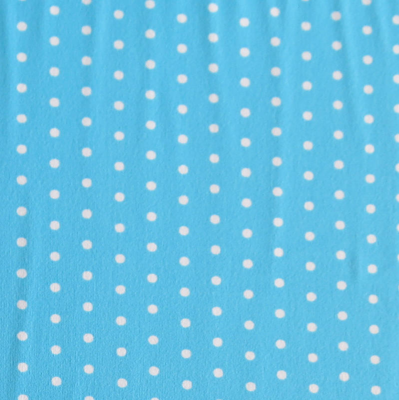 Swim Knit Nylon Spandex White Pin Dots Turquoise