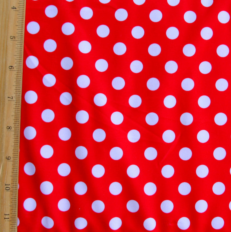 Swim Knit White Polka Dots on Red