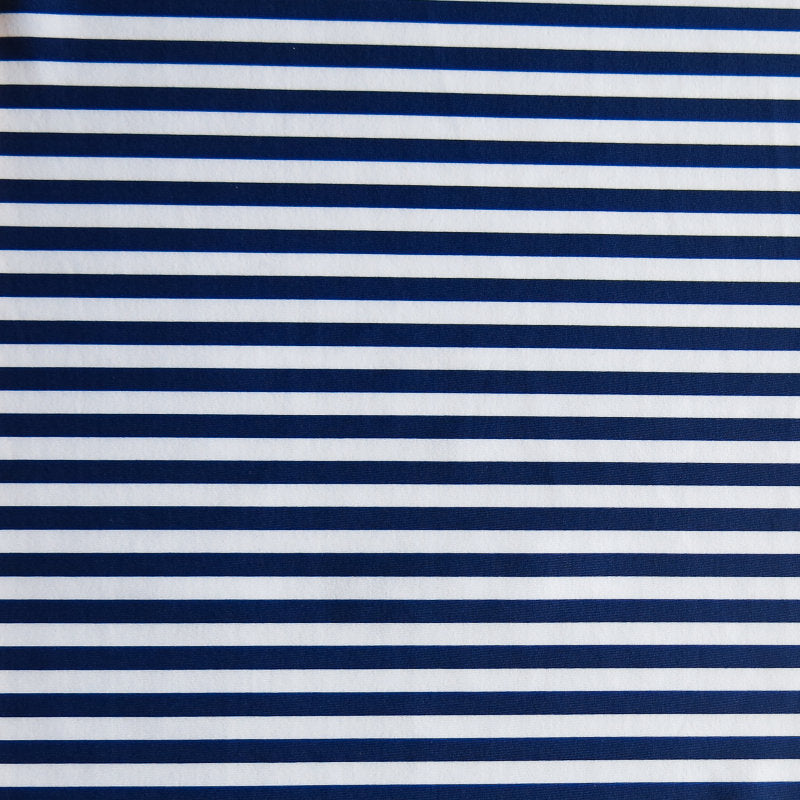 Swim Knit Nylon Spandex Harmony Blue and White 1/4" Stripe