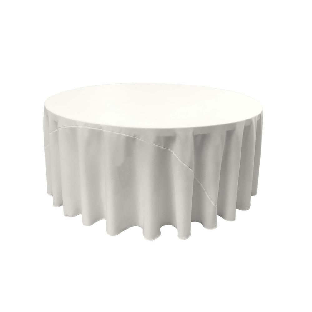 White 100% Polyester Round Tablecloth 120″