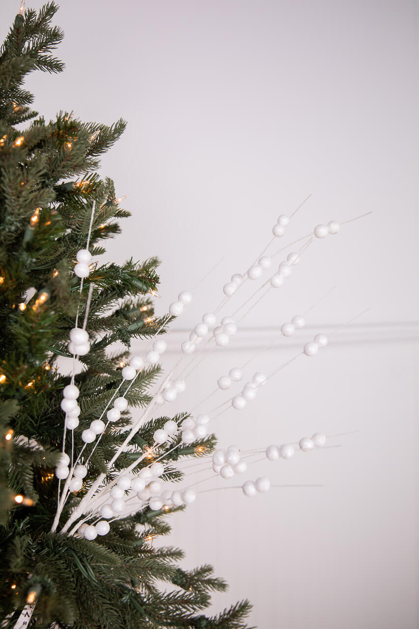 33” Glitter Berry Spray - White
