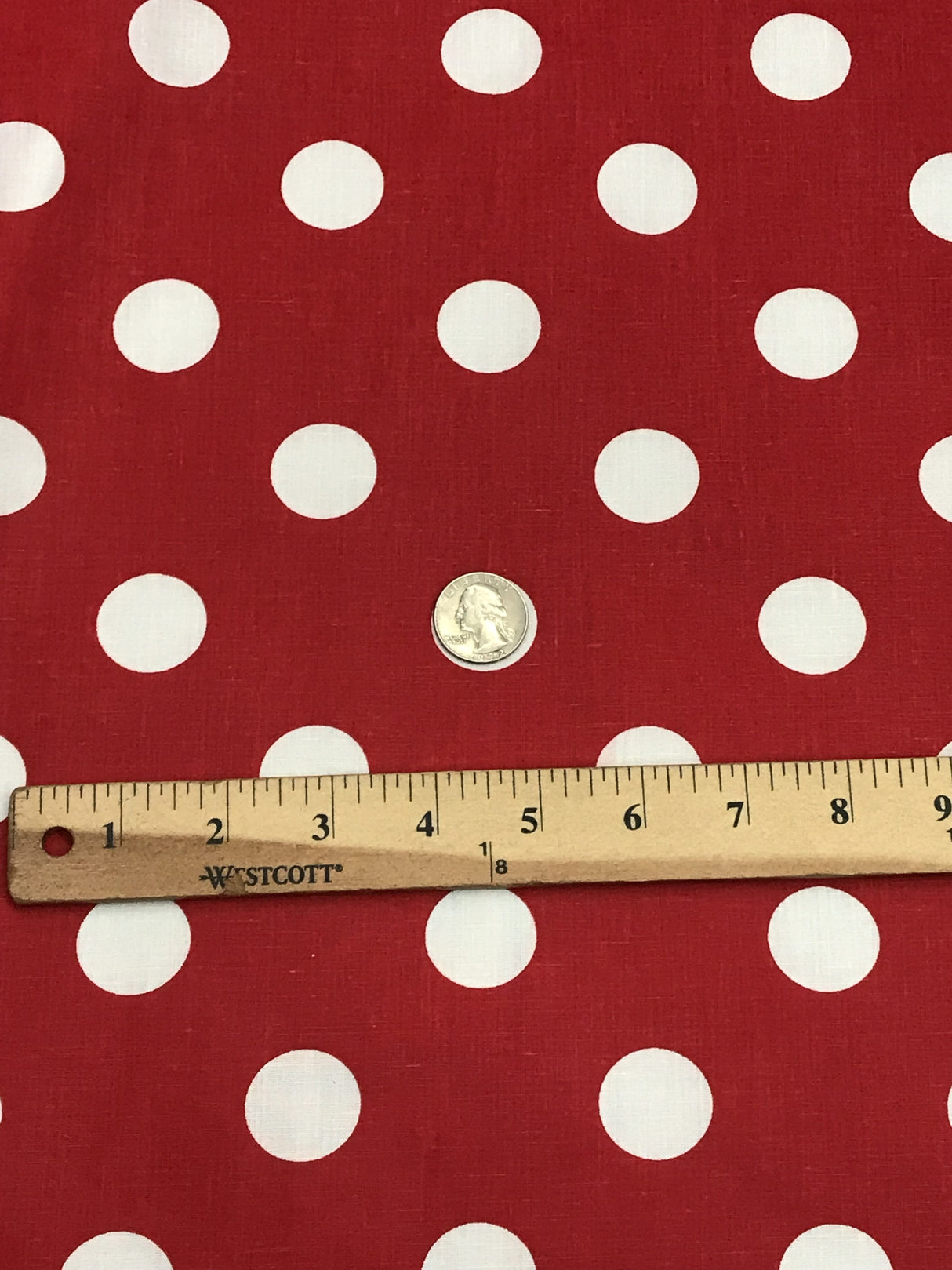 White Dots/Red Poly Cotton Fabric - Red With White Dots, 59/60" Width (1 Yard)