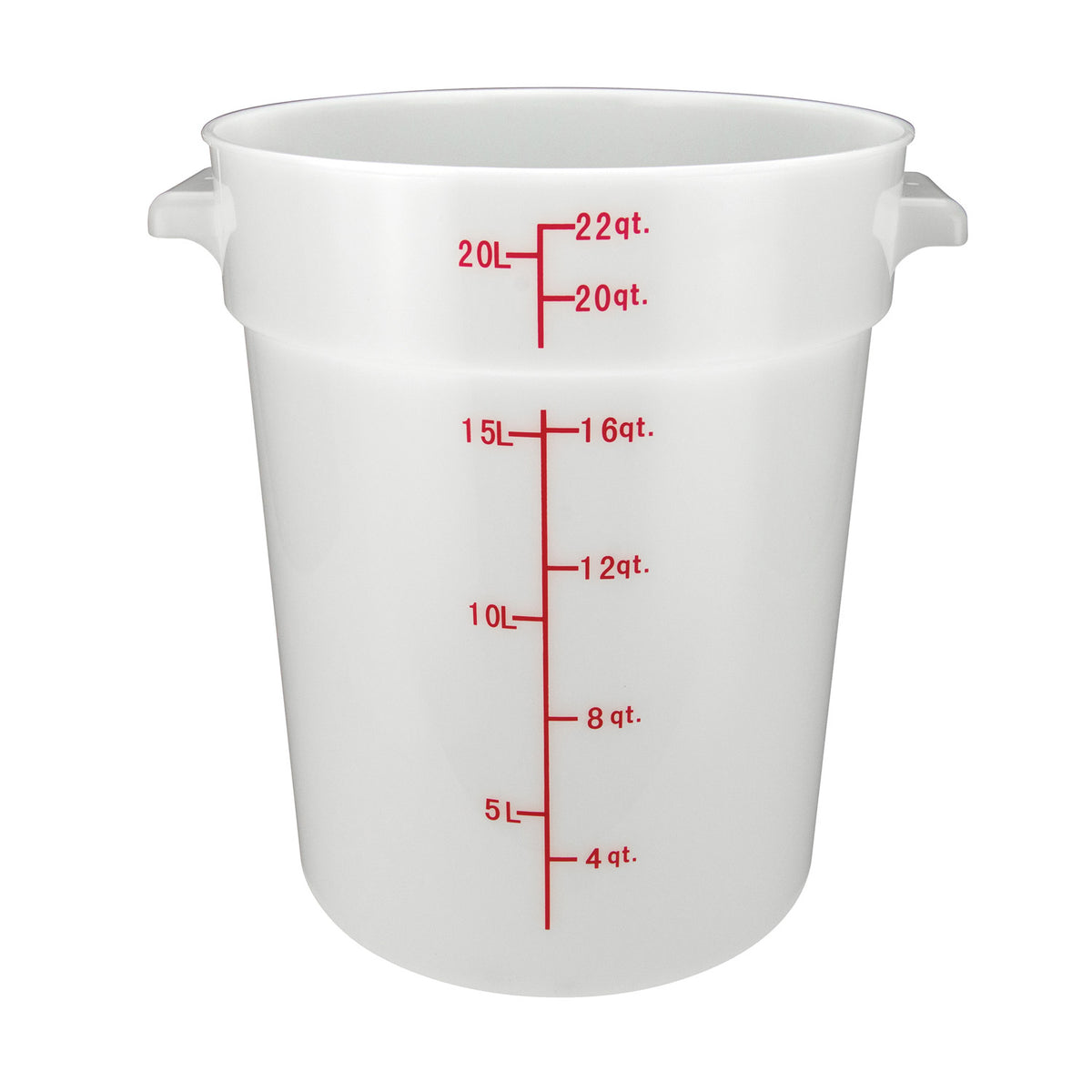 Winco Round White Polypropylene Food Storage Container, 22 Quart