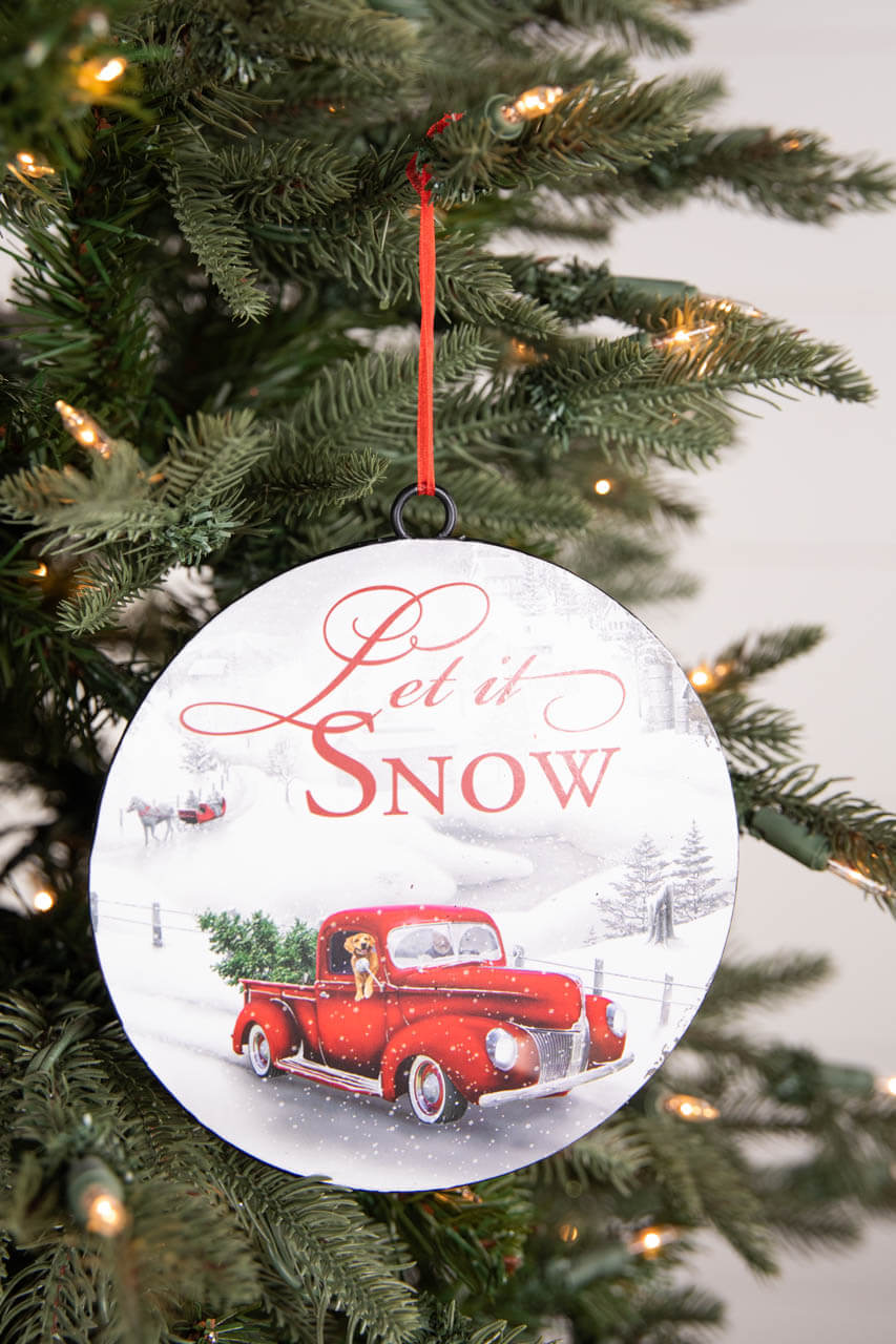 6.6” Metal Holiday Winter Scene Ornament