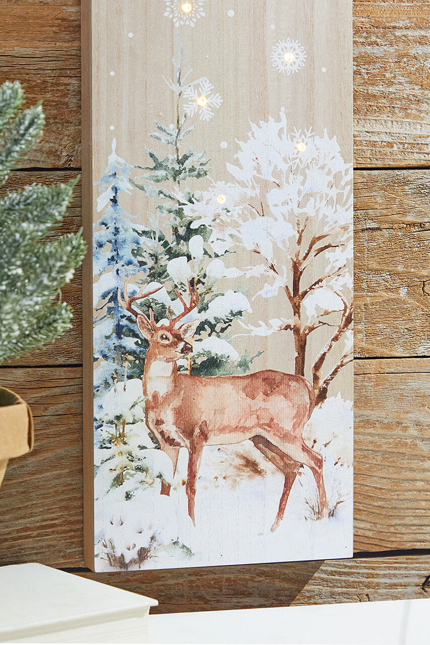 24” Lighted Winter Wood Wall Art