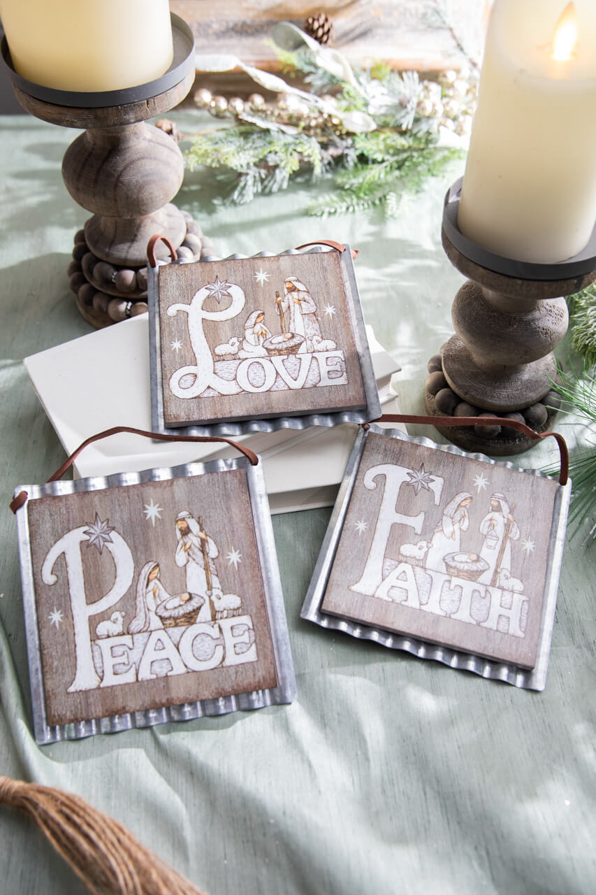 5.5” Wood & Metal Holy Family Ornament