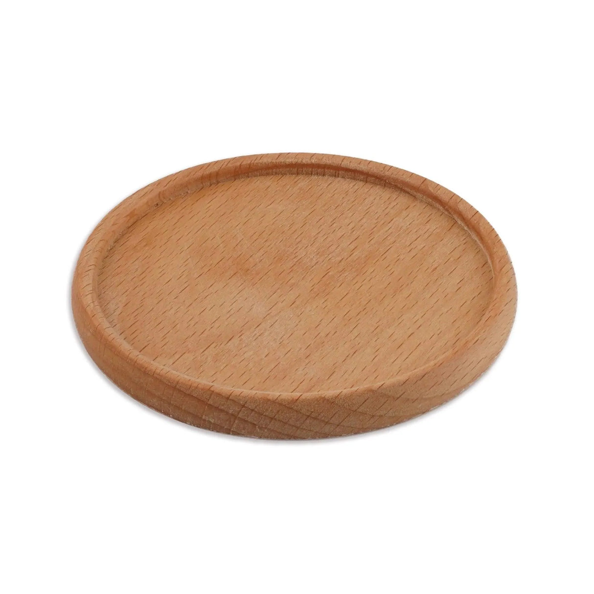 Wood Coaster Round Raised Edge - Brown 4"
