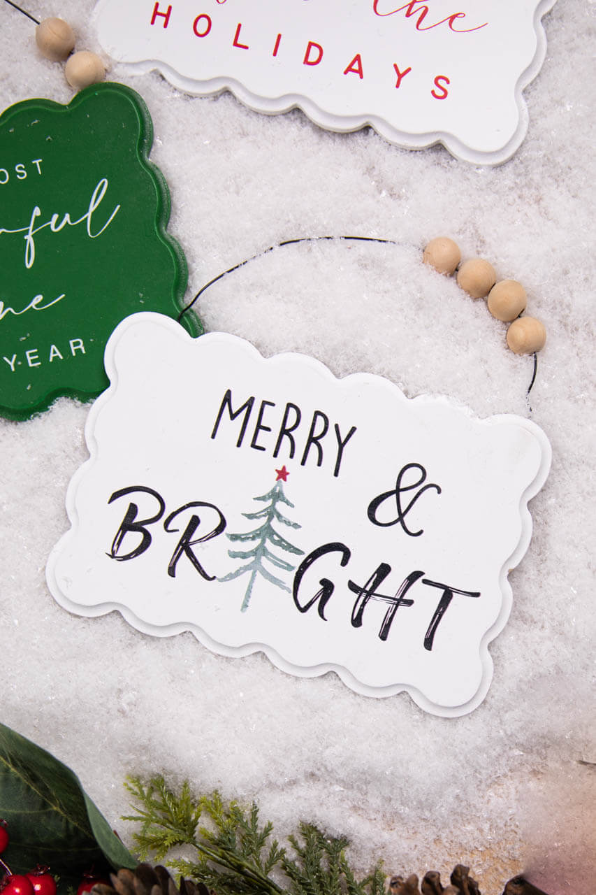 6.6” Wood Holiday Sign Ornament
