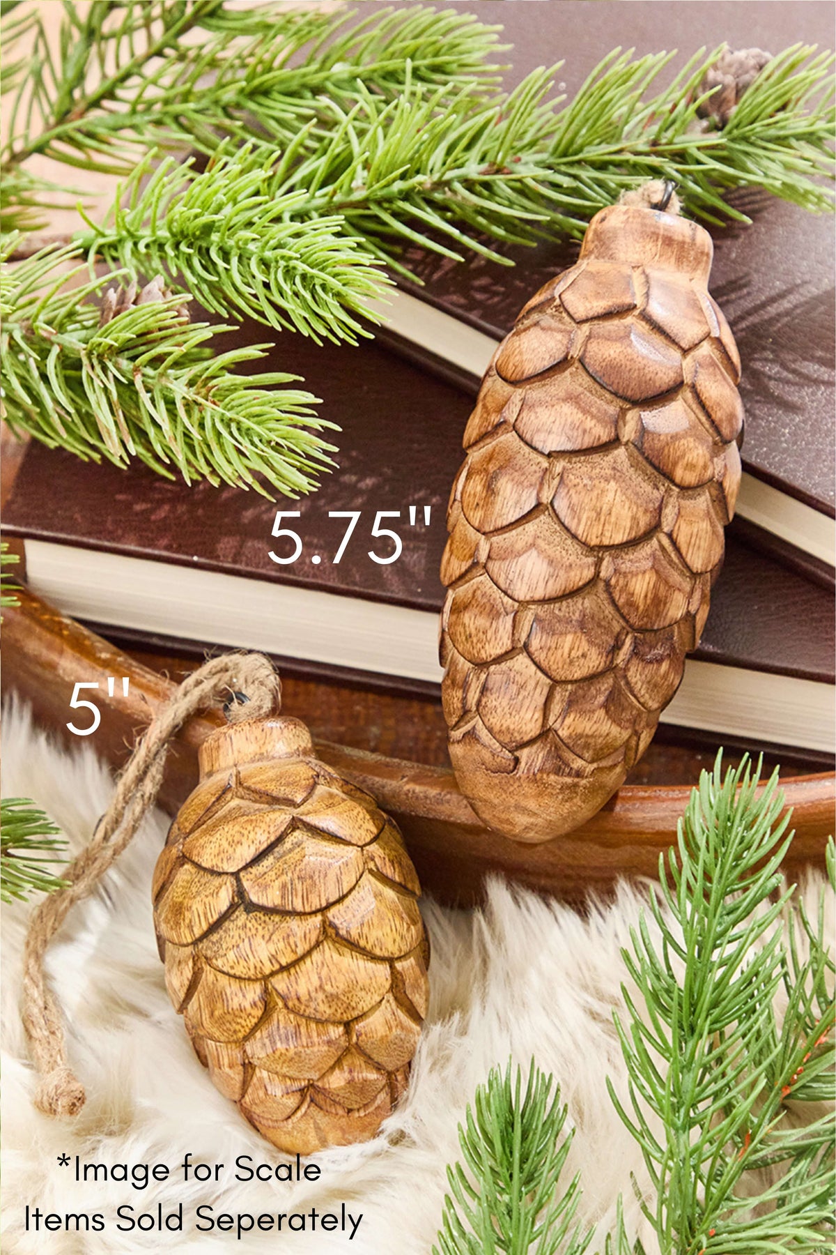 5.75" Pinecone Wood Ornament