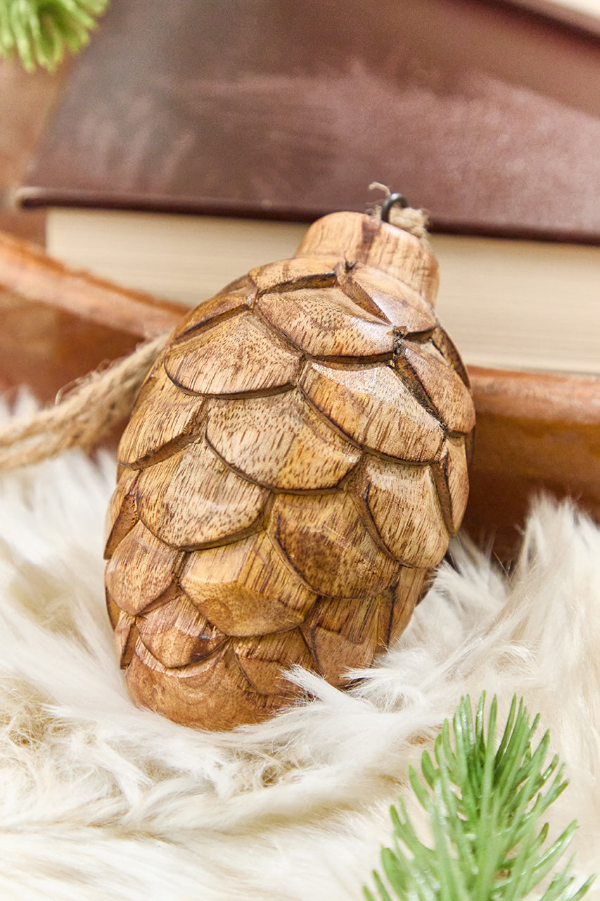 5" Pinecone Wood Ornament