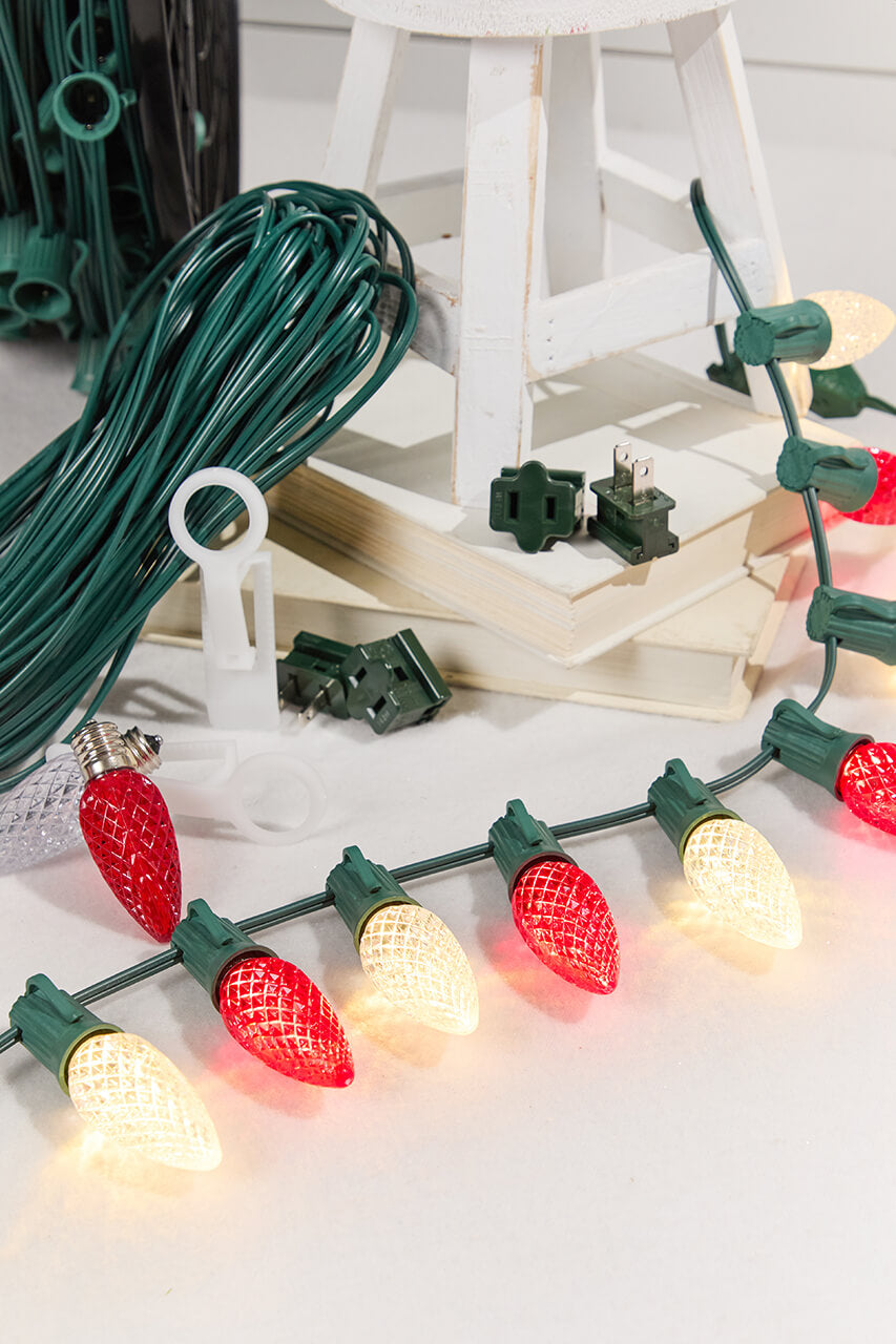 250' Outdoor Christmas Lighting Kit - Warm White/Red