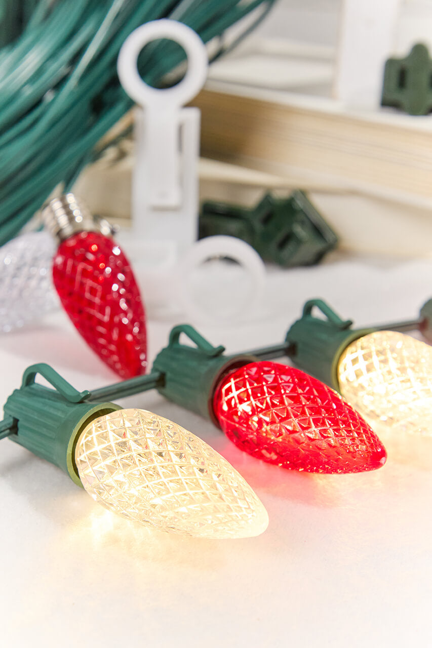 100' Outdoor Christmas Lighting Kit - Warm White/Red