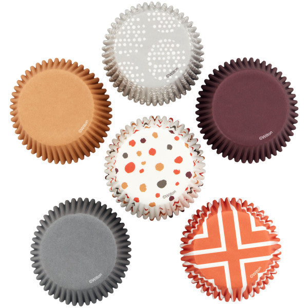 Wilton Brown, Orange, Grey and Neutral Print Standard Baking Cups, 150-Count