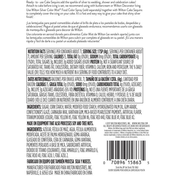 Wilton Silver Edible Cake Sequins – 10 oz.