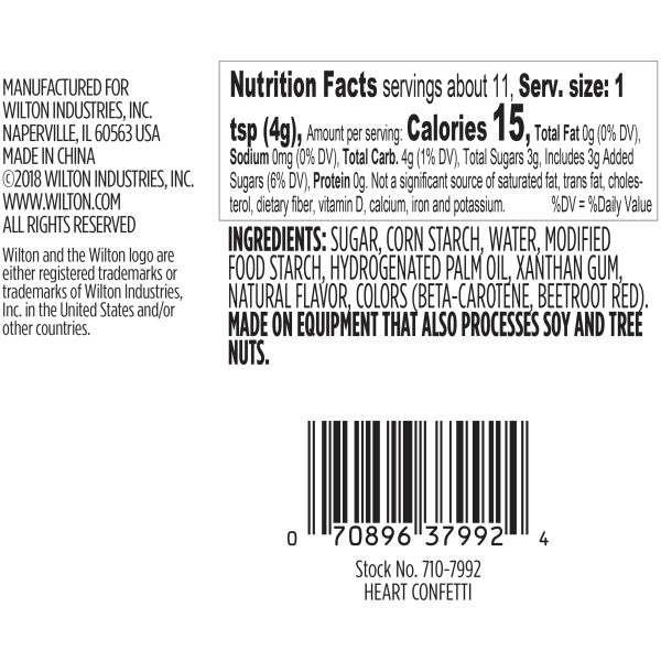 Wilton Naturally Flavored Pink Heart Confetti Sprinkles, 1.58 oz