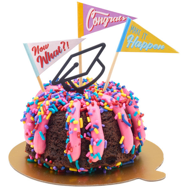 Graduation Icon and cap Assortment Cupcake Cake Pics - set of 144