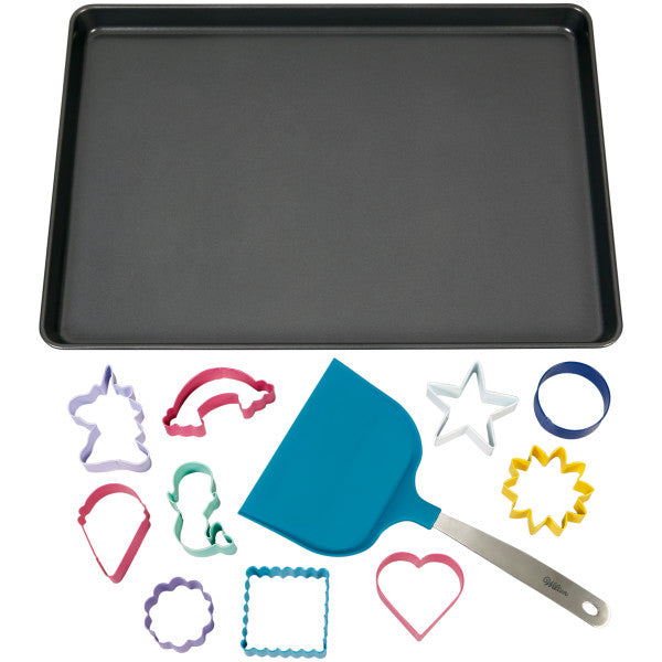Wilton Cookie Baking Set with Mega Cookie Sheet, Spatula and Cookie Cutters