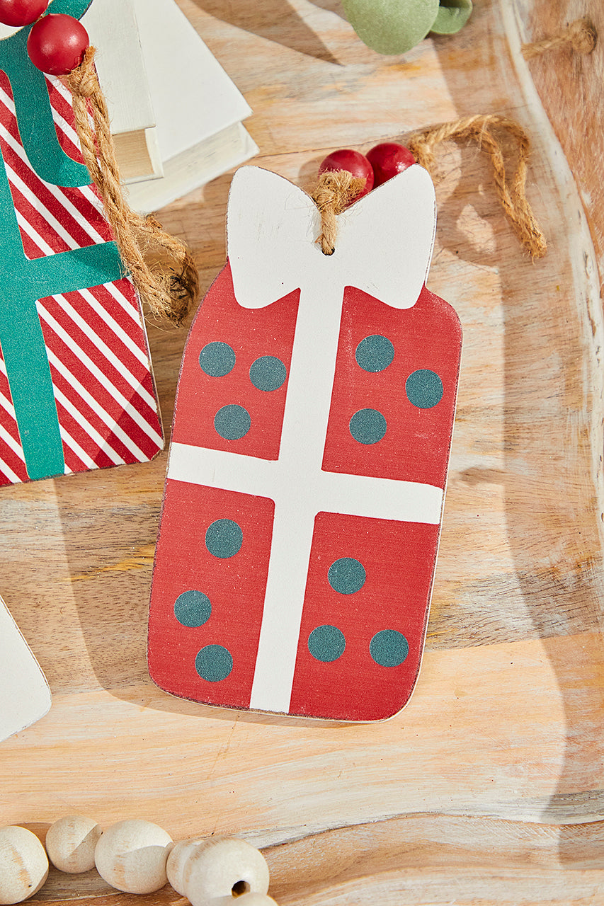 8"-10" Wooden Gift Box Ornament