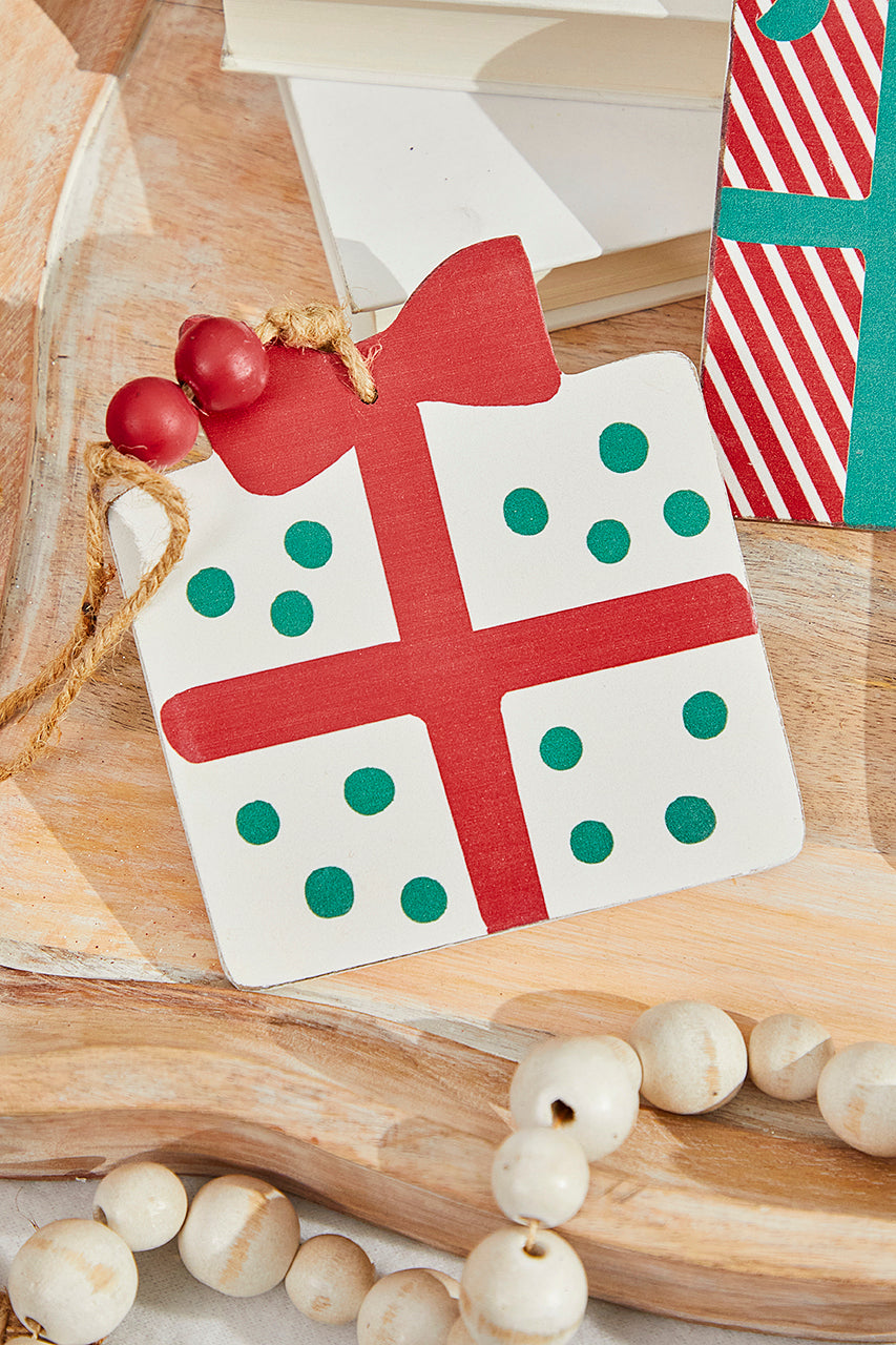 8"-10" Wooden Gift Box Ornament