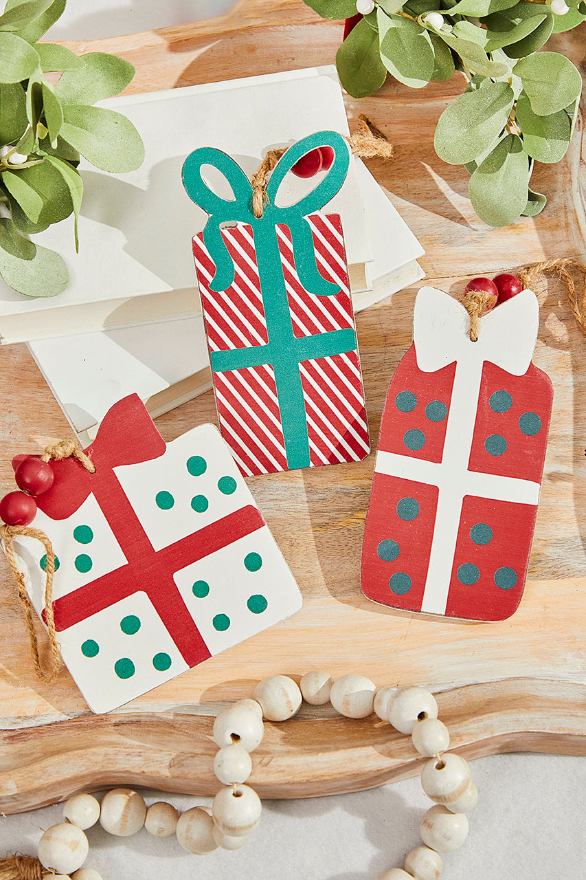 8"-10" Wooden Gift Box Ornament
