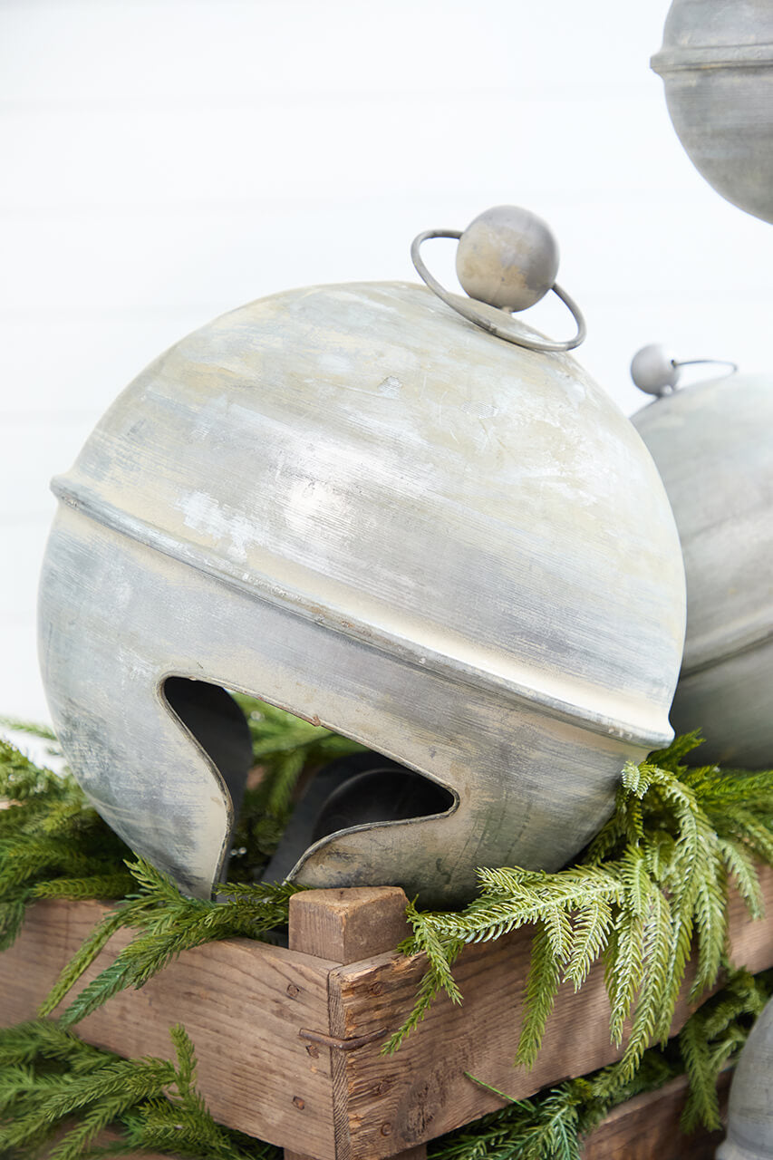 12" Weathered Tin Jingle Bell Christmas Ornament