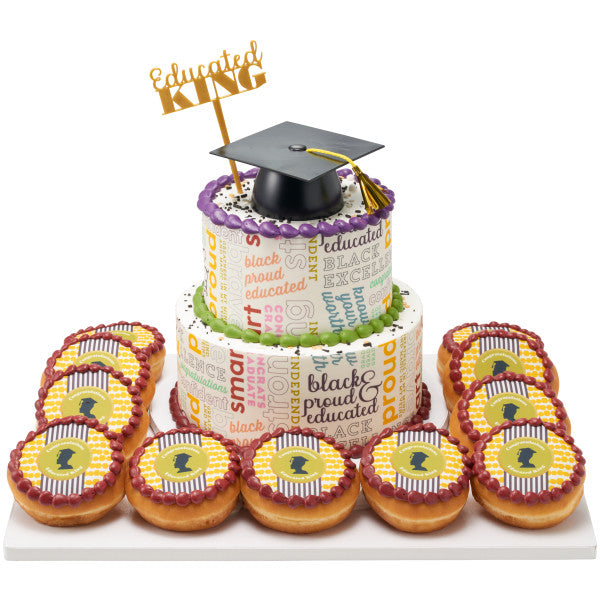 Graduation Large Black Grad Cap with Tassels Layon Cake - 12 per order
