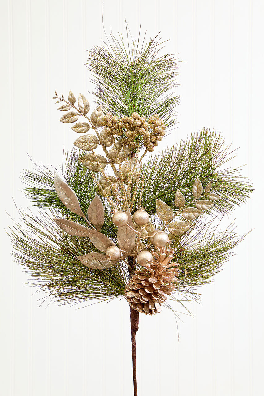 30 Inchi Berry/Cone Cedar Spray - Platinum Luxurious Holiday Christmas Decor Accent