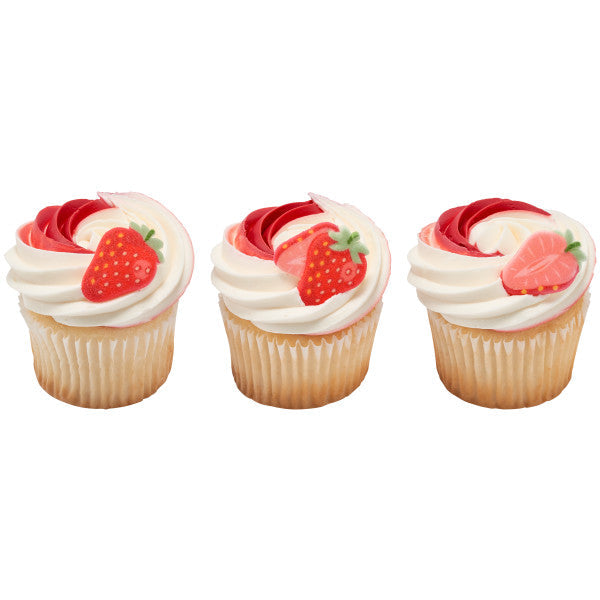 Strawberries Dec-Ons Sugar Edible Decorations 12ct