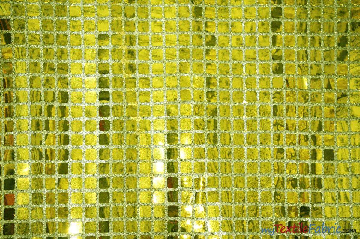 Quad Sequins Polyester Fabric - Square Sequins, Multiple Colors, 45" Wide (1 Yard)