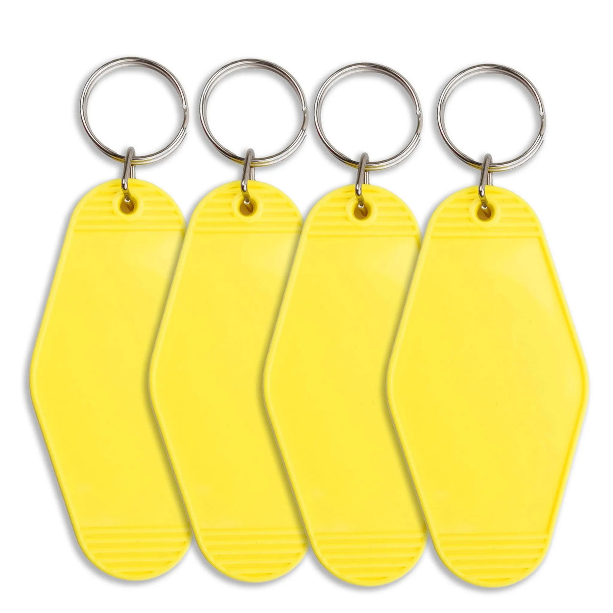 Retro Motel Keychain with Silver Ring - Yellow (4 per Set)