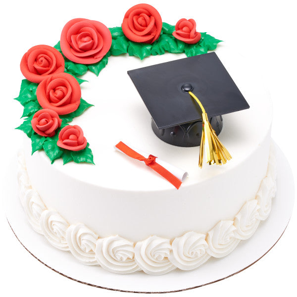 Graduation Black Grad Cap with Tassels Layon Cake - 12 set