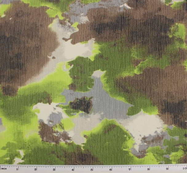 1 Yard Lightweight Printed Chiffon Fabric 58/60" Wide, Brown & Olive Sheer Polyester for Apparel