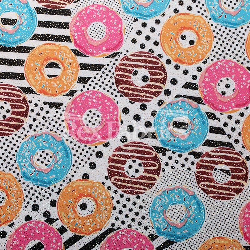 Yum Yum Polyester Spandex Fabric - Multi, Colorful Donut Print, 58/60" Width (1 Yard)
